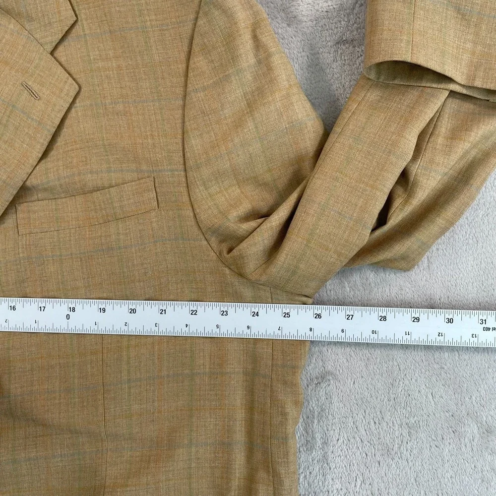 Ermenegildo Zegna Heritage Sport Coat Jacket Blazer Men 46R Tan WindowPane Plaid